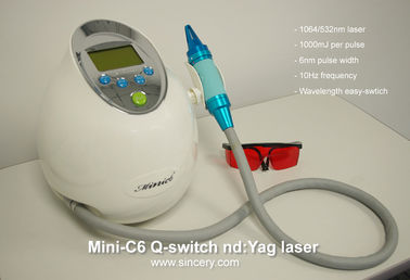 Q Switched ND YAG Laser Tattoo Removal Machine , Skin Care Machine Painless