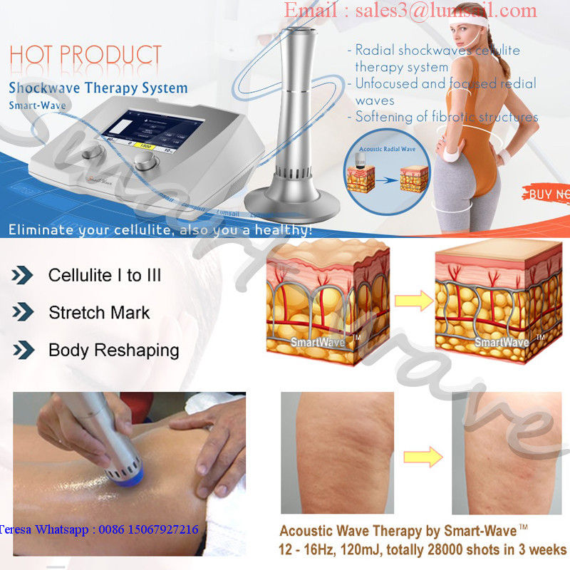 Powerful Acoustic Shock Wave Cellulite Reduce Therapy Equipment With Ultrasonic Cavitation CE